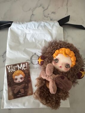 Skullpanda Brown Plush Doll with Orange Curly Hair